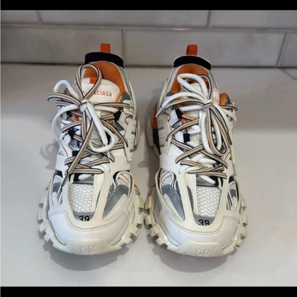Balenciaga White and Orange Athletic Shoes - Picture 1 of 5